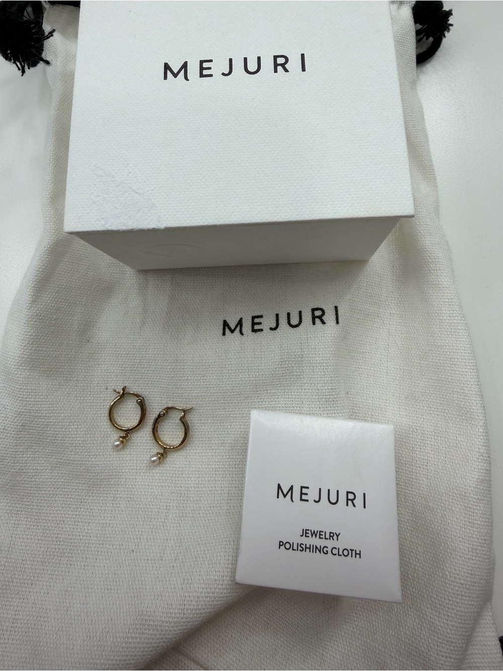 Mejuri Gold Hoop Earrings with Pearl Drops (sterling silver)